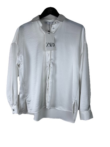 Zara white satin button front - zara,