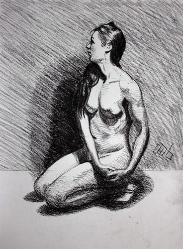 Original female charcoal - original, on