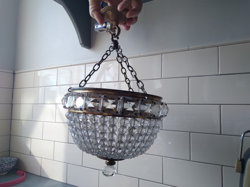 Vintage ceiling brass glass - ceiling,