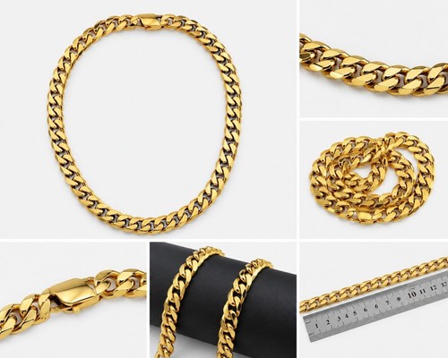 Gold colour curb - link, chain
