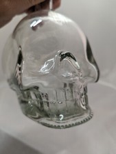 Glass Skull Decanter Apothecary Liquor Jar Bottle screw 7" Tall