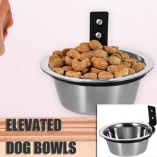 Wall Mounted Pet Bowl Stationary Dog Cage Bowl Stainless Steel Pet Hanging Bowl