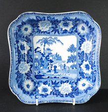 John Rogers & Sons Zebra pattern blue and white Pearlware Dish