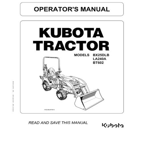 Operator manual for - for, kubota