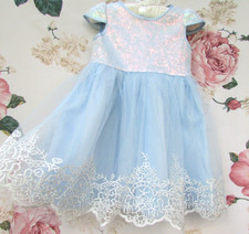 MONSOON Blue Sequin Lace Sequin Christening Party Occasion Dress 12-18 Month €62