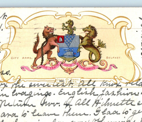 1905 city arms belfast coat - city,