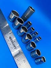 S-K Tools Socket Set 3/8” Drive SAE 12 Pieces 6 Pt 12 Pt USA T-4-16
