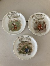 Antique Set Of 3 Porcelain Nursery Rhyme Childs Tea Set Saucers Jack & Jill Etc