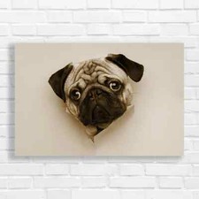 Adorable Pug Puppy Sepia Canvas Print Large Picture Wall Art