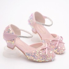 GIRLS DIAMANTE SHOES WEDDING PARTY BRIDESMAID LOW HEEL MARY JANE EVENING SANDALS