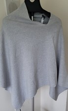 Eileen Fisher Poncho Sweater Scarf Gray Drape Asymmetrical Organic COTTON SILK