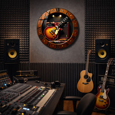 2D Guitar Wall Clock Rock