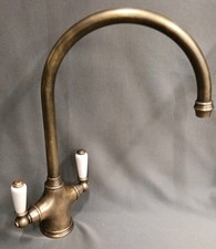 PERRIN & ROWE PHOENICIAN BARE AGED BRASS MONO MIXER KITCHEN TAPS, REFURBED