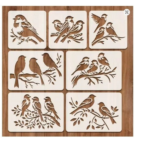 Bird stencil set 7pc - 7pc, reusable
