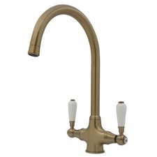 Clever Rune Sink Mixer Antique Brass with Ceramic Handles