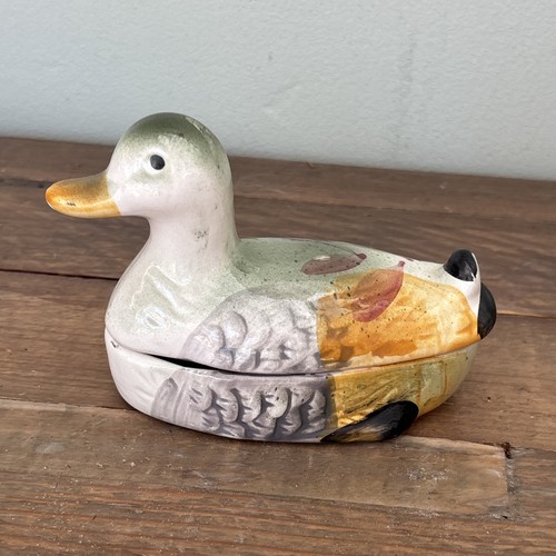 Vintage duck pottery trinket - vintage,