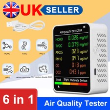 6 In 1 Air Quality Monitor Formaldehyde Detector Tester PM2.5 PM10 Detector UK