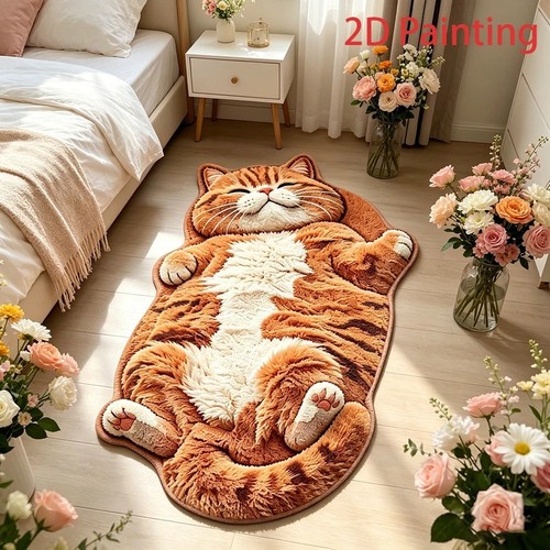 Cute cat shaped plush rug - cat,