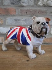 Bulldog Ornament British Union Jack Patriotic Dog Figure 29cm Resin Stud Collar