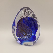 Caithness LTD Edition Paisley Twists Paperweight Blue Bronze with Bubbles Signed
