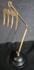 Antique Adjustable Brass Toasting Fork with Weighted Base