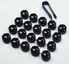 WHEEL NUT COVERS AUDI A1 A2 A3 A4 A5 A6 A8 TT 17mm BOLT LOCKING CAPS BLACK ROUND