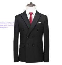 New Double Breasted Men Suit Regular Fit Lapel Blazer Casual Coat Wedding Jacket