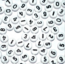 pangaeawalker AAA quality white number disk beads of 7 mm, single 0123456789