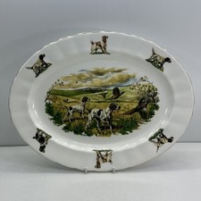 Hunting Scene Large Serving Plate Made England Bone China Pointer dogs game bird