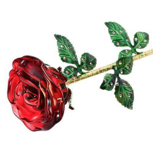 Crystal rose flower with stem - crystal,