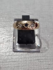 9ct Yellow Gold Vintage Mens Sapphire Cz Bombe Domed Gypsy Ring Size U