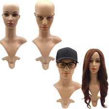 Plastic Realistic Male & Female Mannequin Heads with Base – Rotating Display