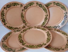 Vintage 1970s Kiln Craft Clematis 6 x DINNER PLATES 10" Ironstone - 2 with marks