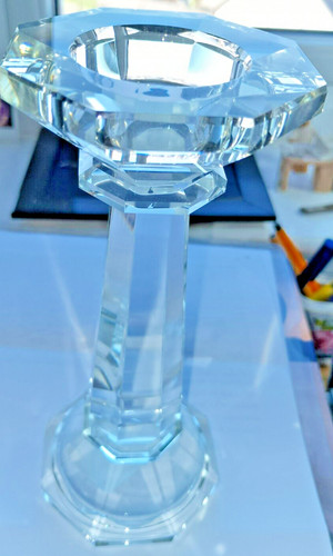 Two clear glass - clear, candlesticks
