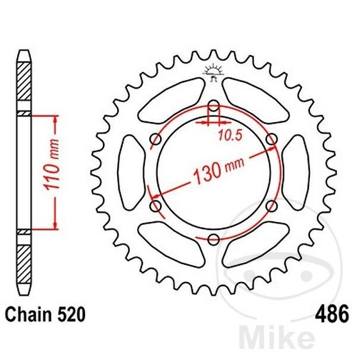 Rear sprocket tooth pitch - sprocket, 46
