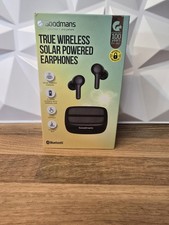 Goodmans True Wireless Solar Powered Earphones. 12hrs Playback. BLACK. Bluetooth