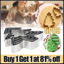 5X Christmas Tree Cookie Cutters Set Stainless Steel Biscuit Baking Shapes Mould