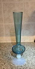 Unusual MCM Teal Blue Bud Vase