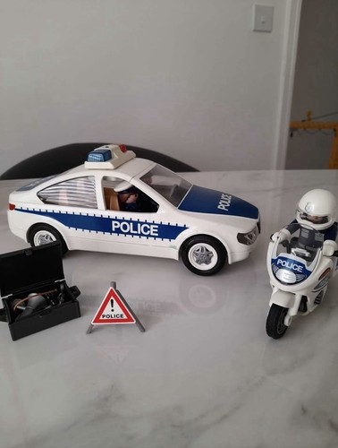 Playmobil police car and - and, bike