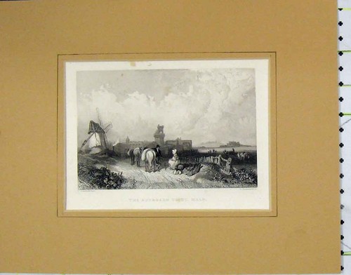 Original old antique print - old,