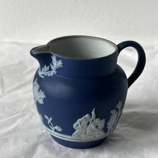 Antique WEDGWOOD Jasperware MINIATURE PITCHER Deep Blue