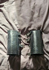 Leather Wristbands Gauntlets Black Metal Larp Cosplay