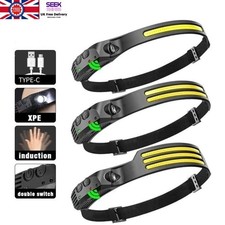 Waterproof COB LED Head-Torch Rechargeable | USB Motion Sensor COB Headlamp