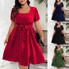 PLUS SIZE Women's Short Sleeve Polka Dot Party Holiday Summer Party Swing Dress