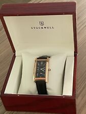 Ladies Stockwell Watch, Textured Dial, with Sub Minute Hand, Black Leather Strap