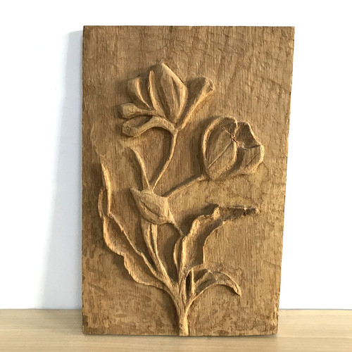 Floral wood carving panel - wood,