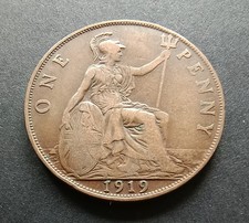 1919 One Penny - King George V - British Bronze Coin