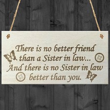 You're The Best Sister In Law Hanging Wooden Plaque Friendship Gift Sign Present