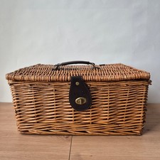 M&S Marks & Spencer Dark Wicker Hamper Picnic Storage Basket Straps Handle 