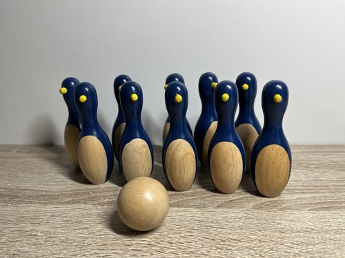 Penguin wooden skittles set - wooden,